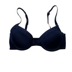 IZOD Underwire Lightly Padded Full Coverage Bra Navy Blue Womens 38D